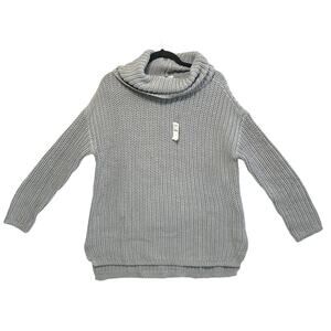 Haven Chunky Knit Funnel Neck Sweater NWT Womens Sz S Gray Pullover Relaxed Fit